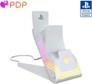 PDP Afterglow™ Wave LED Dual Gaming Charger for 2 PlayStation 5 DualSense Controllers, Compatible with PS5 and PS4, Customizable RGB Lighting Effects - White