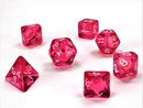 Chessex 7 Mini-Die Set: Translucent: Pink / White