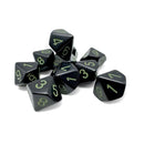 Chessex 10x D10 - Opaque: Black / Green