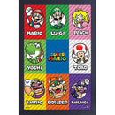 Super Mario Character Grid 11"X17" Framed Print