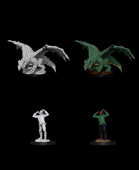 D&D Nolzur's Marvelous Unpainted Miniatures - Wave 11: Green Dragon Wyrmling & Afflicted Elf