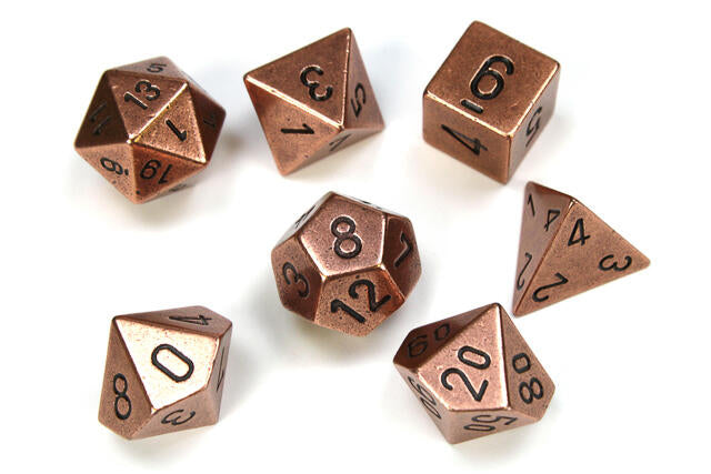 Chessex 7-Die Set: Metal: Copper