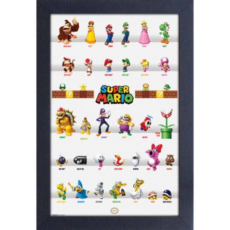 Super Mario Character Roster 11"x17" Framed Print