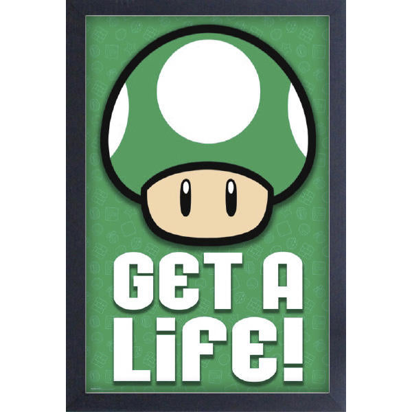 Mario 1 Up Get a Life Framed Poster