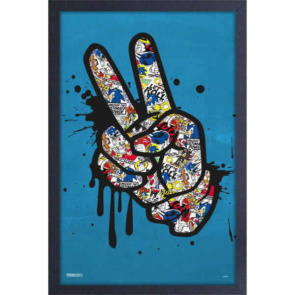 Sonic the Hedgehog Peace Splat 11" X 17" Framed Print