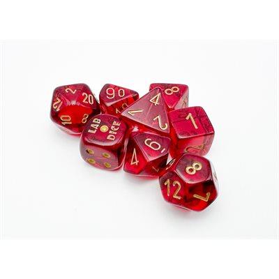 Lab Dice 7: Translucent: 7pc Crimson / Gold (with bonus die)