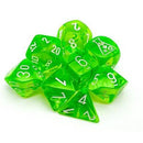 Lab Dice 7: Translucent: 7pc Rad Green / White (with bonus die)