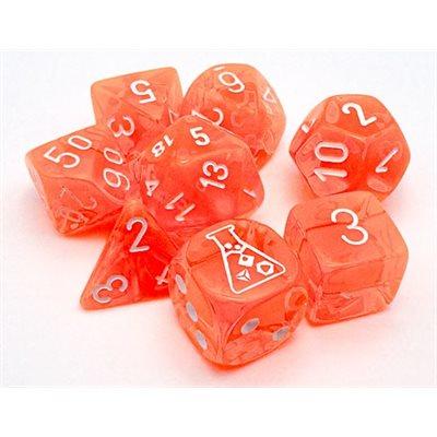 Lab Dice 7: Translucent: 7pc Neon Orange / White (with bonus die)