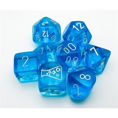 Lab Dice 7: Translucent: 7pc Tropical Blue / White (with bonus die)