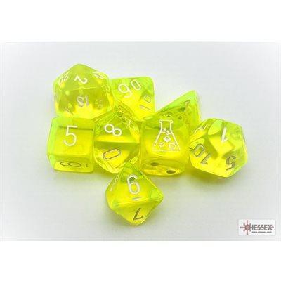 Lab Dice 7: Translucent: 7pc Neon Yellow / White (with bonus die)