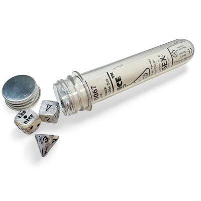 Lab Dice 8: Marble: 7 pc Calcite/ Blak