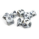 Lab Dice 8: Marble: 7 pc Calcite/ Blak