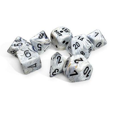 Lab Dice 8: Marble: 7 pc Calcite/ Blak