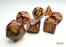 Chessex 7 Mini-Die Set: Scarab: Blue Blood/Gold