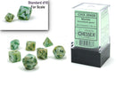 Chessex 7 Mini-Die Set: Marble: Green/Dark Green