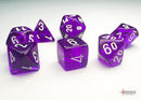 Chessex 7 Mini-Die Set: Translucent: Purple/White