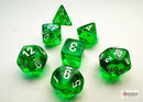 Chessex 7 Mini-Die Set: Translucent: Green/White