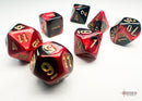 Chessex 7 Mini-Die Set: Gemini: Black-Red/Gold