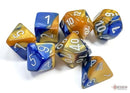 Chessex 7-Die Set: Gemini: Blue-Gold/White