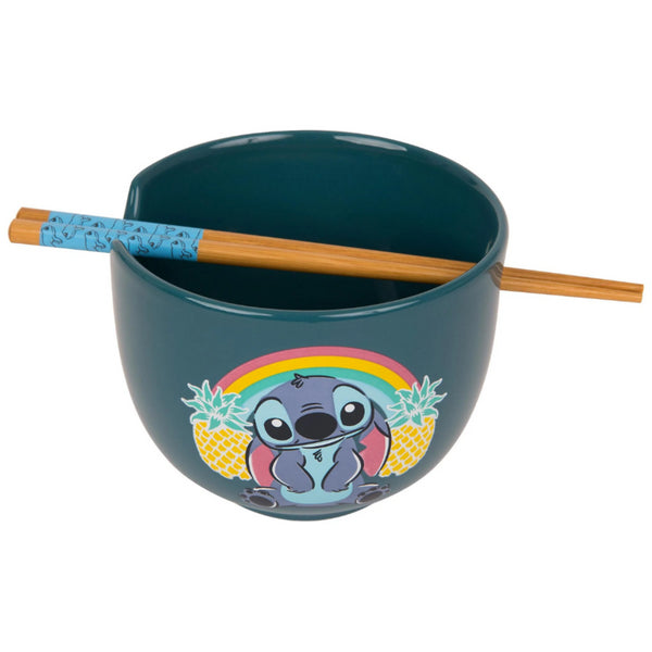 Lilo and Stitch Rainbow Pineapples Ramen Bowl with Chopsticks