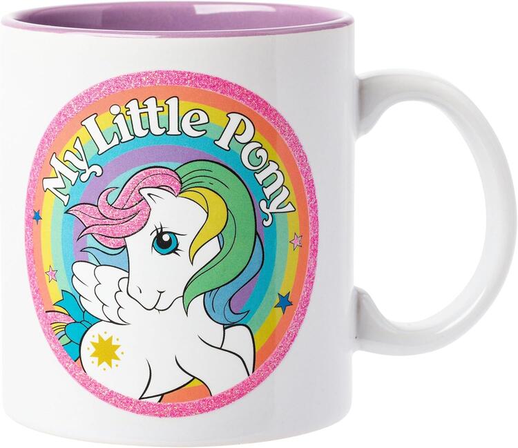 My Little Pony Retro Rainbow Circle Pony Glitter Ceramic Mug, 20 oz