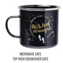 Harry Potter Mischief Managed ‘I Solemnly Swear I Am Up to No Good” Quote and Marauders Map Enamel Camper Mug, 20oz