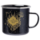 Harry Potter Mischief Managed ‘I Solemnly Swear I Am Up to No Good” Quote and Marauders Map Enamel Camper Mug, 20oz