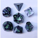 Chessex 7-Die Set: Gemini: Black-Grey / Green
