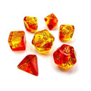 Chessex 7-Die Set: Gemini: Polyhedral Translucent Red-Yellow / Gold