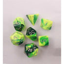Chessex 7-Die Set: Gemini: Green-Yellow/Silver
