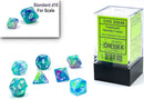 Chessex 7 Mini-Die Set: Festive: Waterlily/White