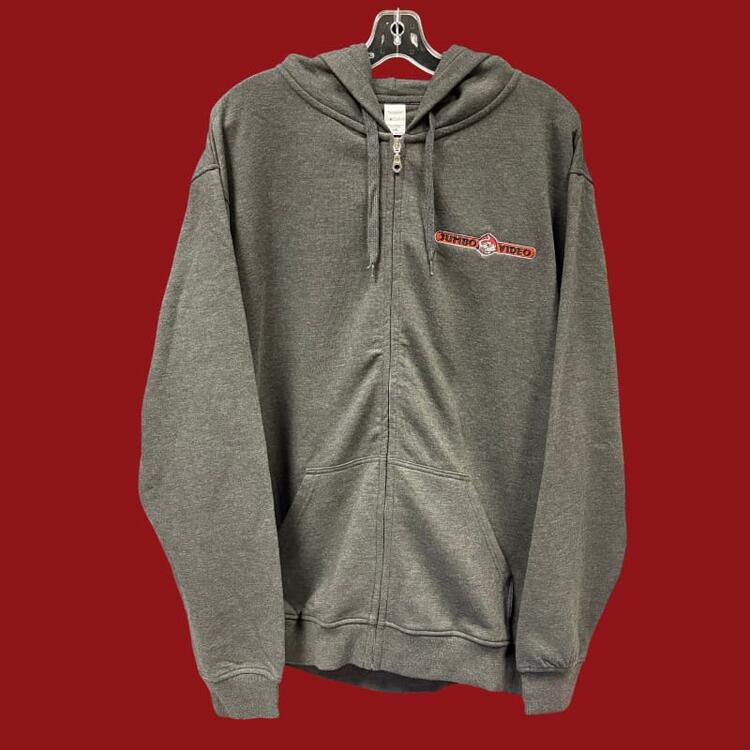Jumbo Video Orange Logo Heather Grey Zip Up Hoodie (small)