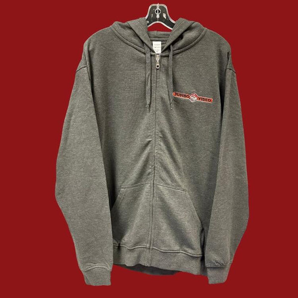 Jumbo Video Orange Logo Heather Grey Zip Up Hoodie (2xlarge)