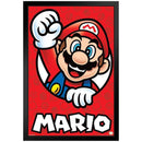 Super Mario On Red Background 11"x17" Framed Print