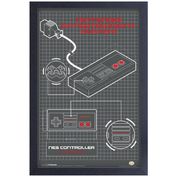 NES Controller Diagram 11" X 17" Framed Print