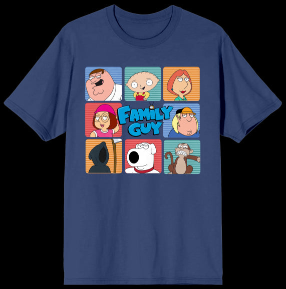 Family Guy Characters In Boxes Blue T-Shirt (xlarge)