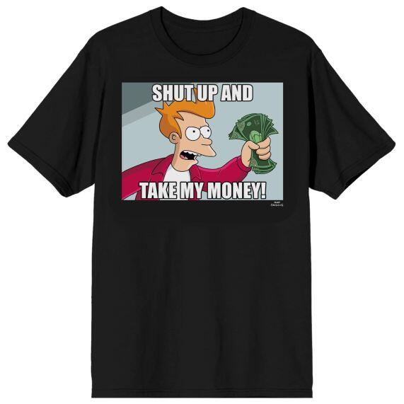 Futurama Fry Shut Up And Take My Money Black T-Shirt