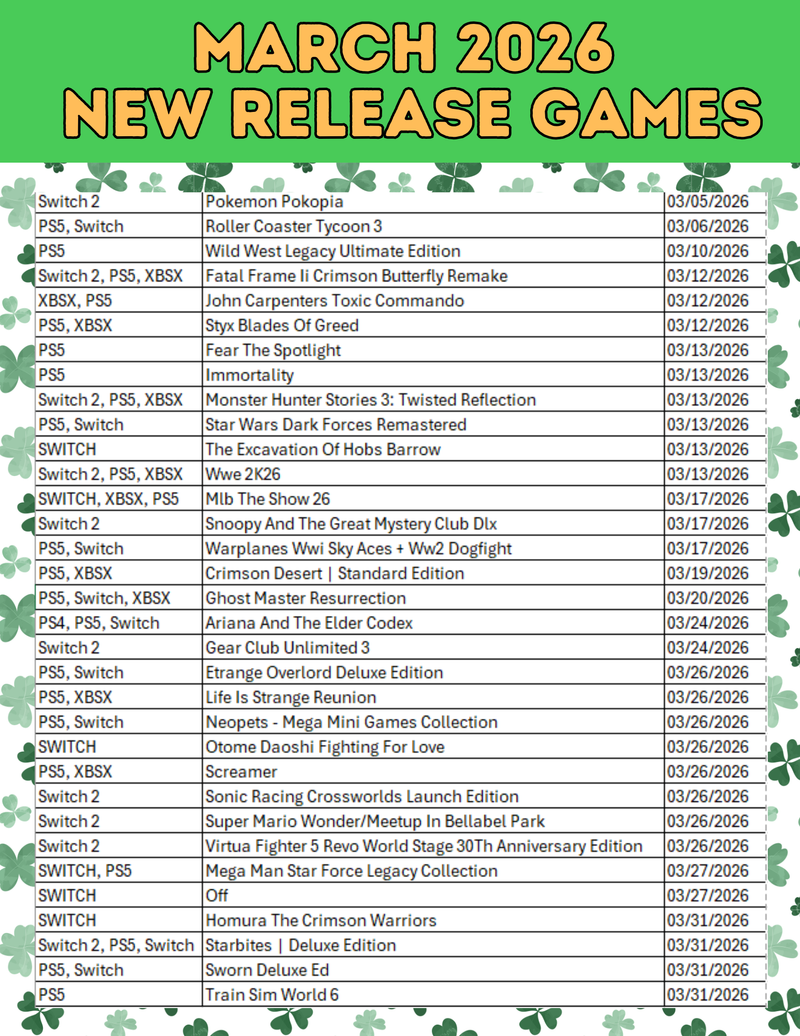 March 2026 New Release Games