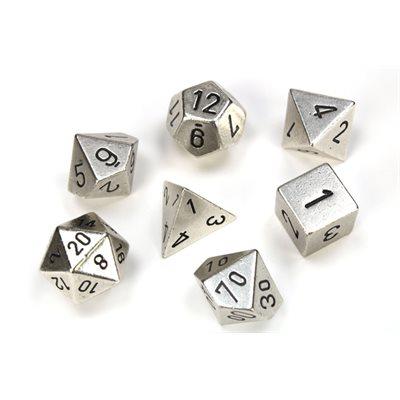 Chessex 7-Die Set: Metal: Silver
