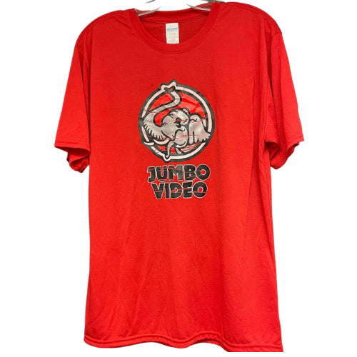 Jumbo Video Elephant Logo Red T-shirt (Xlarge)