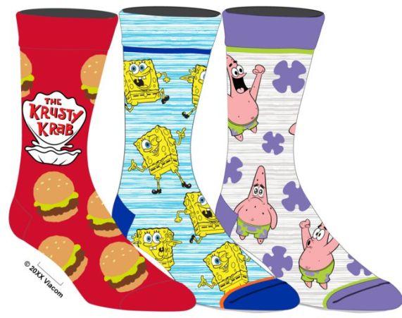 SpongeBob SquarePants Themed 3 Pack Crew Socks