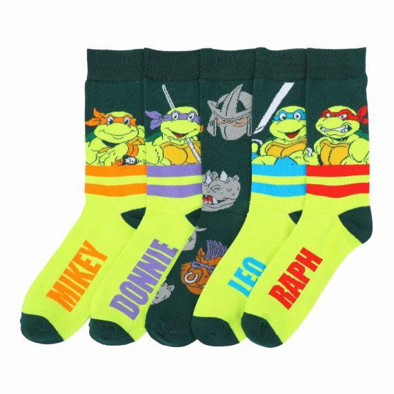 TMNT - Mikey, Donnie, Leo and Raph Crew Sock 5 Pack