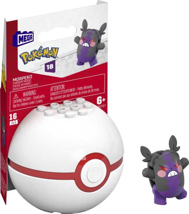MEGA Pokemon Morpeko Building Toy Kit, Poseable Action Figure with Poke Ball