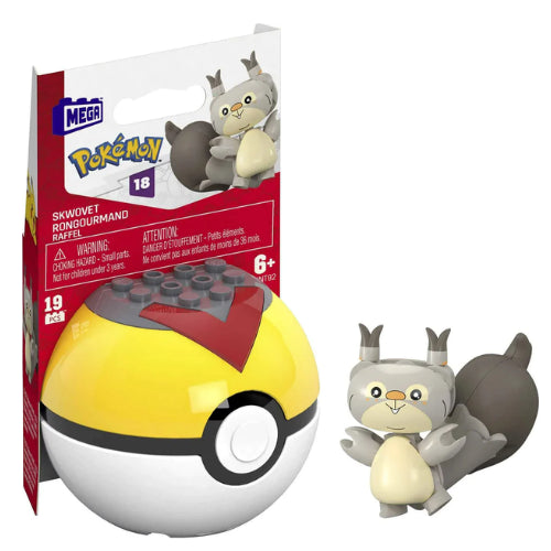 MEGA Pokemon Skwovet Building Toy Kit, Poseable Action Figure with Poke Ball