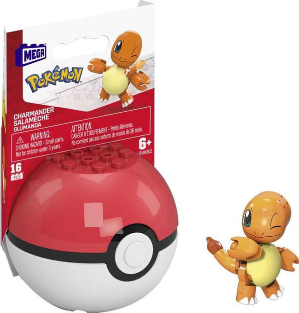 MEGA Pokemon Charmander Building Toy Kit, Poseable Action Figure with Poke Ball