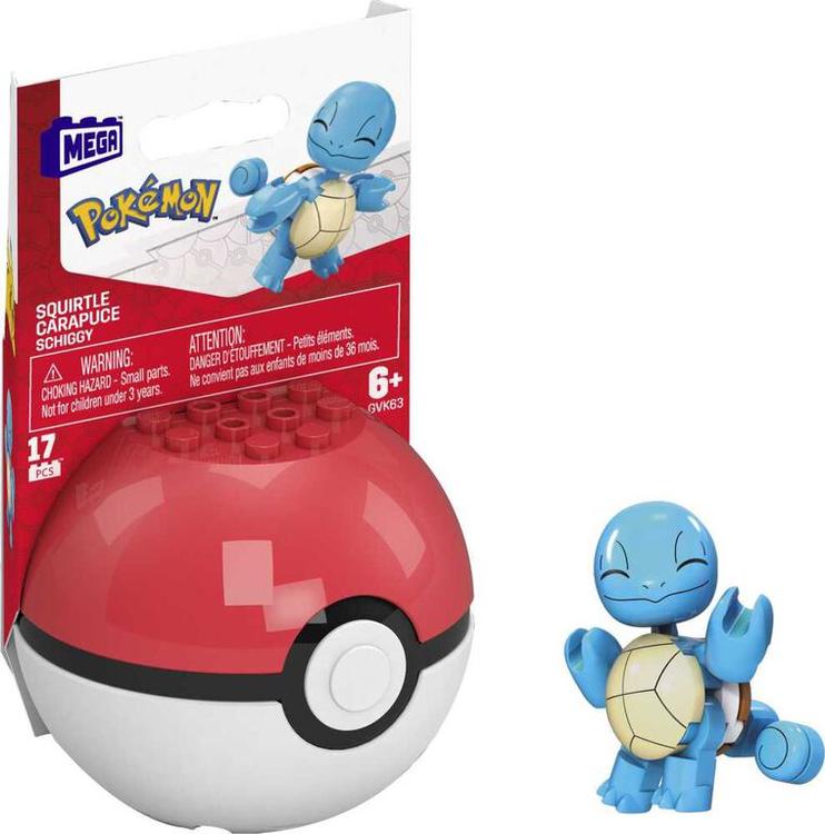 MEGA Pokemon Squirtle Building Toy Kit, Poseable Action Figure with Poke Ball