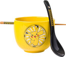 Pokemon Pikachu Lightning Ceramic Ramen Bowl with Chopsticks and Spoon, 20oz