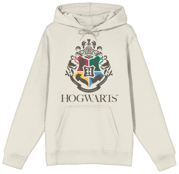 Harry Potter Hogwarts Minimal Crest Natural Hoodie (small)