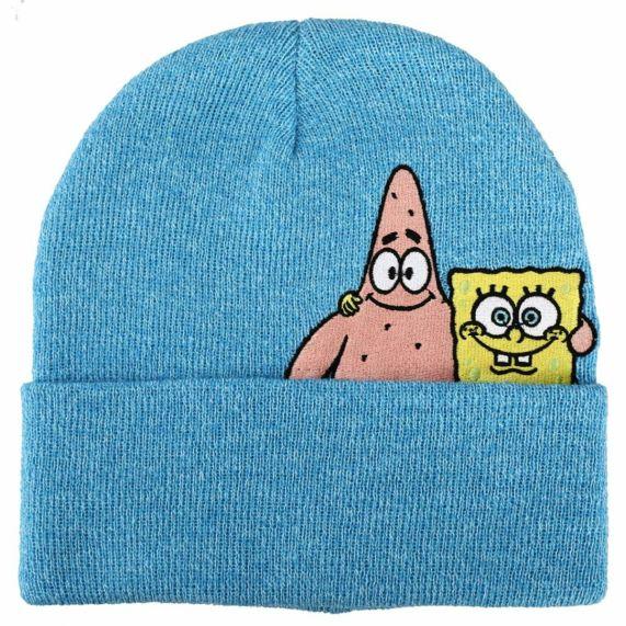 SpongeBob SquarePants and Patrick Hugging Marled Knit Teal Cuff Beanie